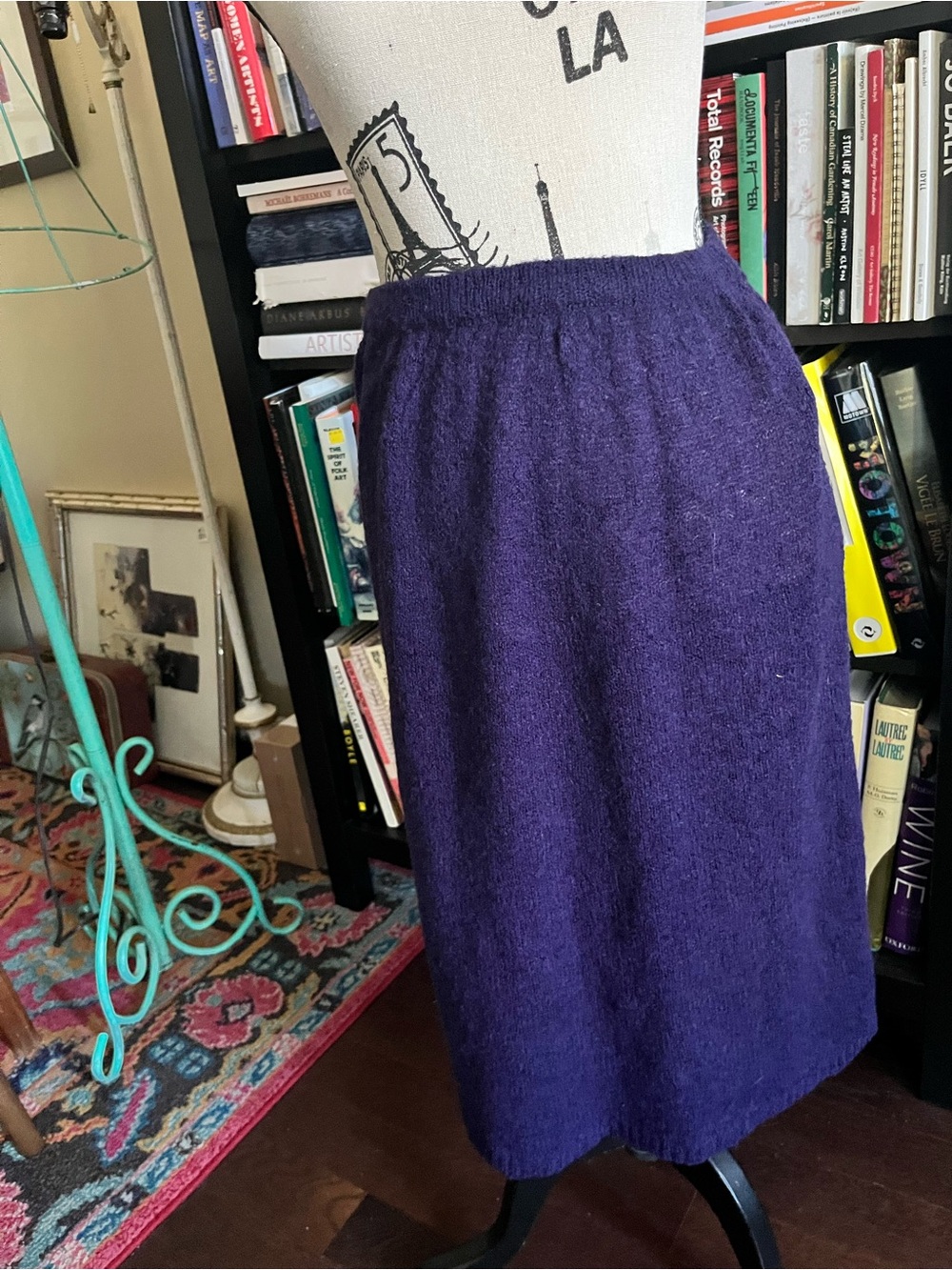 Vintage Spanner Women's Purple Delicate Knit Midi Skirt